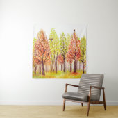 Aquarelllandschaft mit Herbstbäumen Wandteppich (Beispiel)