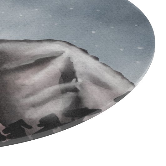 Aquarelllandschaft rund schneidebrett (Ecke)