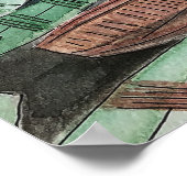 Aquarelllandschaft, Vietnam, Tam Coc Poster Flye (Ecke)