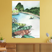 Aquarelllandschaft, Vietnam, Tam Coc Poster Flye Leinwanddruck (Insitu (Wohnzimmer))