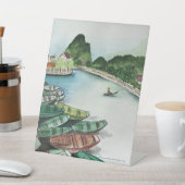 Aquarelllandschaft, Vietnam, Tam Coc Poster Sockelschild (In SItu)