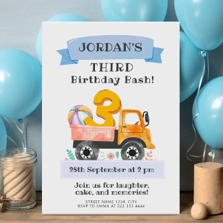 Aquarelllastwagen Geburtstagsparty mit spielerisch Einladung