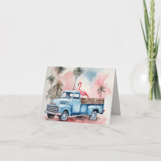 Aquarelllastwagen mit Flamingo (Vorderseite)