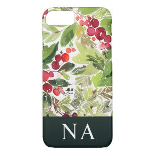 Aquarelllaubmonogramm-Initiale Weihnachten Case-Mate iPhone Hülle