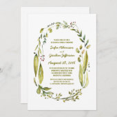 Aquarelllaurel rustikale Probe Abendessen Einladung (Vorne/Hinten)