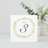 Aquarelllaurel Tischnummer Square Karte (Stehend Vorderseite)