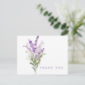 Aquarelllavender Beerdigung Danke Name & Datum Postkarte (Stehend Vorderseite)