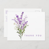 Aquarelllavender Beerdigung Danke Name & Datum Postkarte (Vorne/Hinten)