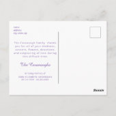 Aquarelllavender Beerdigung Danke Name & Datum Postkarte (Rückseite)