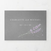 Aquarelllavender Blume grau in einer Hochzeit Dreifach Gefaltete Einladung (Cover)