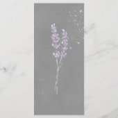Aquarelllavender Blume Graues Hochzeitsmenü Menükarte (Rückseite)