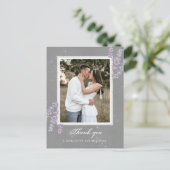 Aquarelllavender Blume Hochzeit dank Foto Postkarte (Stehend Vorderseite)
