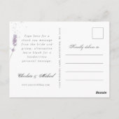 Aquarelllavender Blume Hochzeit dank Foto Postkarte (Rückseite)