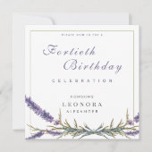 Aquarelllavender Blume JEDER Meilenstein Geburtsta Einladung (Vorderseite)