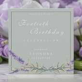 Aquarelllavender Blume JEDER Meilenstein Geburtsta Einladung