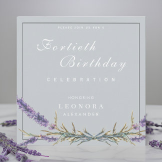 Aquarelllavender Blume JEDER Meilenstein Geburtsta Einladung