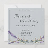 Aquarelllavender Blume JEDER Meilenstein Geburtsta Einladung (Vorderseite)