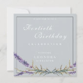 Aquarelllavender Blume JEDER Meilenstein Geburtsta Einladung (Vorderseite)