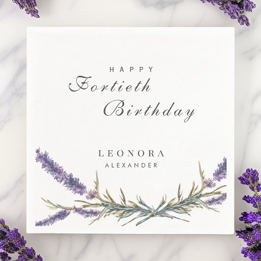 Aquarelllavender Blume JEDER Meilenstein Geburtsta Serviette
