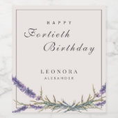 Aquarelllavender Blume JEDER Meilenstein Geburtsta Weinetikett (Einzelnes Label)