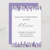 Aquarelllavender Blume Kinderdusche Einladung (Vorne/Hinten)