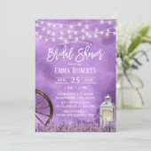 Aquarelllavender Blume & Lantern Bridal Showe Einladung (Stehend Vorderseite)