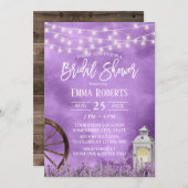 Aquarelllavender Blume & Lantern Bridal Showe Einladung (Vorne/Hinten)
