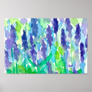 Aquarelllavender-Blume Malerei Poster