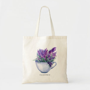 Aquarelllavender-Blume Teacup Personalisiert Tragetasche