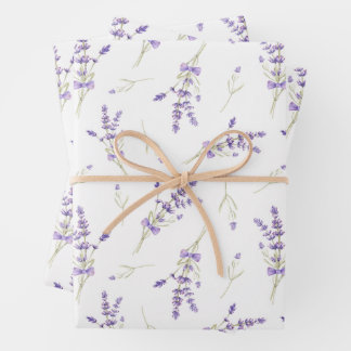 Aquarelllavender-Blume und -Blätter Geschenkpapier Set
