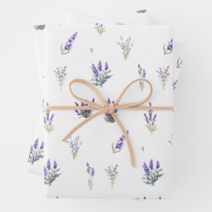 Aquarelllavender-Blume und -Blätter Geschenkpapier Set