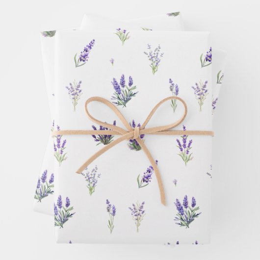 Aquarelllavender-Blume und -Blätter Geschenkpapier Set (Beispiel)