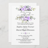 Aquarelllavender-Blume Virtual Wedding Einladung (Vorne/Hinten)