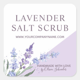 Aquarelllavender Blumensalzplatte Quadratischer Aufkleber