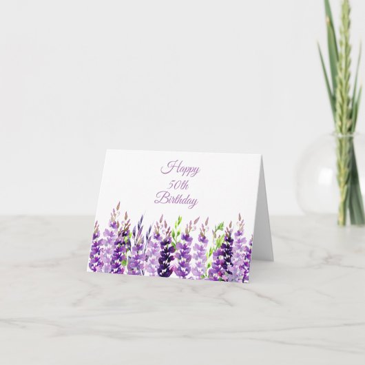 Aquarelllavender Border Birthday Card Karte (Vorderseite)