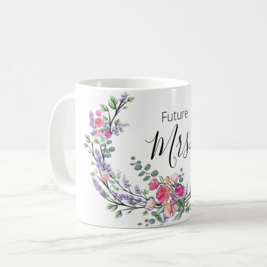 Aquarelllavender eucalyptus Pink Wilde Rose Kaffeetasse (Vorderseite Links)