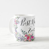 Aquarelllavender eucalyptus Pink Wilde Rose Nana Kaffeetasse (Vorderseite Links)