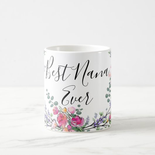 Aquarelllavender eucalyptus Pink Wilde Rose Nana Kaffeetasse (Mittel)