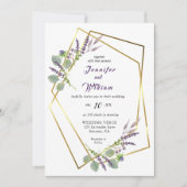 Aquarelllavender, Eukalyptus-Hochzeitseinladung Ankündigung (Vorderseite)