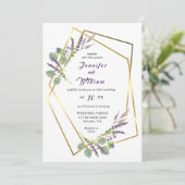 Aquarelllavender, Eukalyptus-Hochzeitseinladung Ankündigung (Stehend Vorderseite)