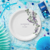 Aquarelllavender & Eukalyptus-Namen Hochzeit Pappteller (Party)