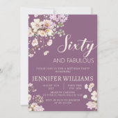 Aquarelllavender floral 60. 60er Geburtstag Einladung (Vorderseite)