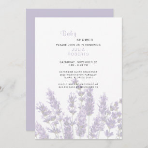 Aquarelllavender Floral Baby Dusche  Einladung