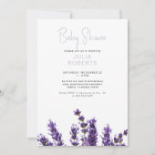 Aquarelllavender Floral Baby Dusche III Einladung (Vorderseite)
