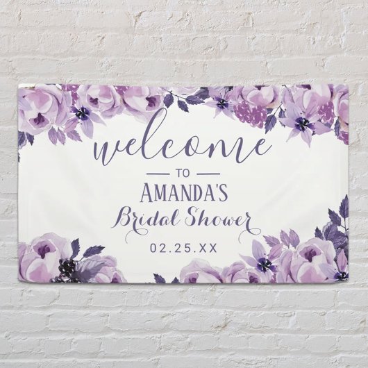 Aquarelllavender Floral Elegantes Brautparty Banner