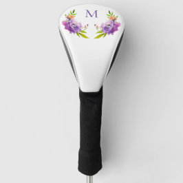 Aquarelllavender Floral Monogram Golf Headcover