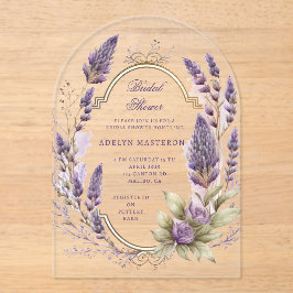 Aquarelllavender Floral Regal Brautparty Acryleinladungen