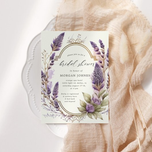 Aquarelllavender Floral Regal Brautparty Einladung