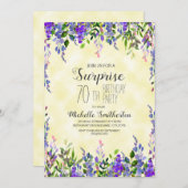 Aquarelllavender Gelbe Überraschung 70. Geburtstag Einladung (Vorne/Hinten)
