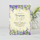 Aquarelllavender Gelbe Überraschung 75. Geburtstag Einladung (Stehend Vorderseite)